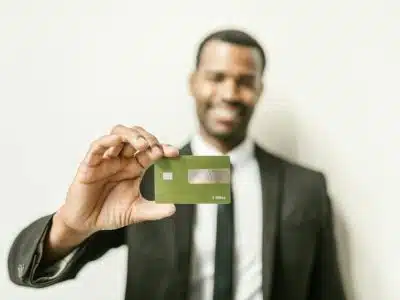 A Man Holding a Card